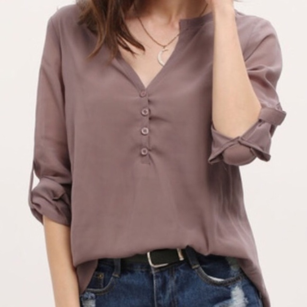 Beige/Lavender blouse